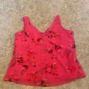 White House Black Market Coral Floral Blouse